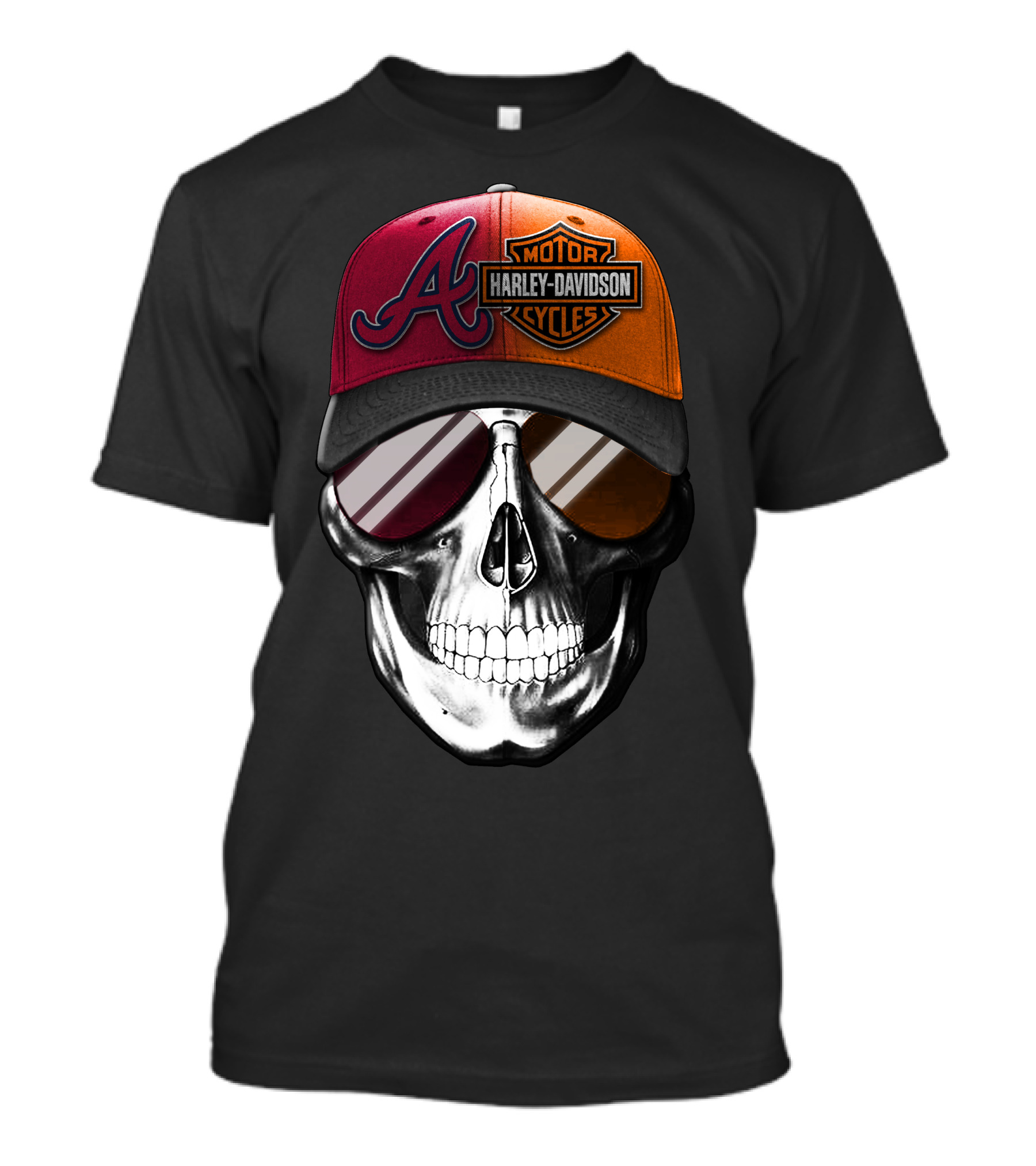 Harley Davidson Atlanta Braves Skull Cap T-Shirt