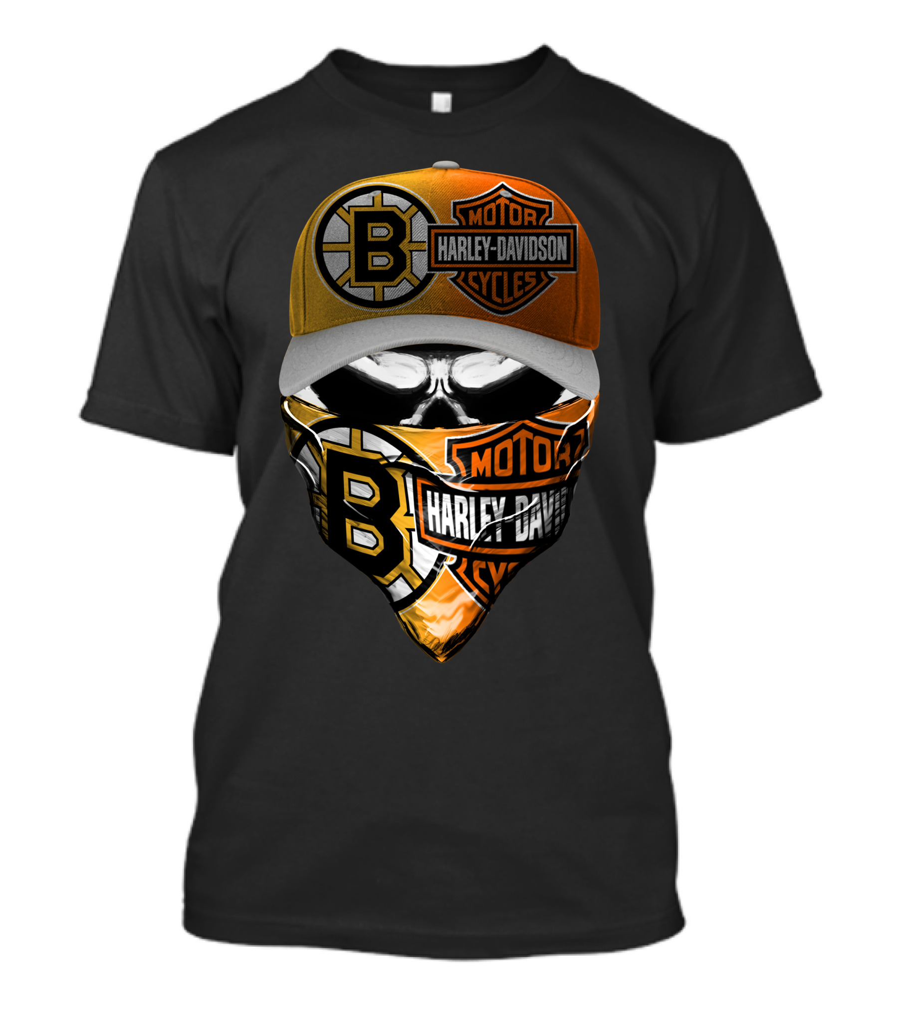 Boston Bruins Harley Davidson Motorcycles Mask And Cap T-Shirt