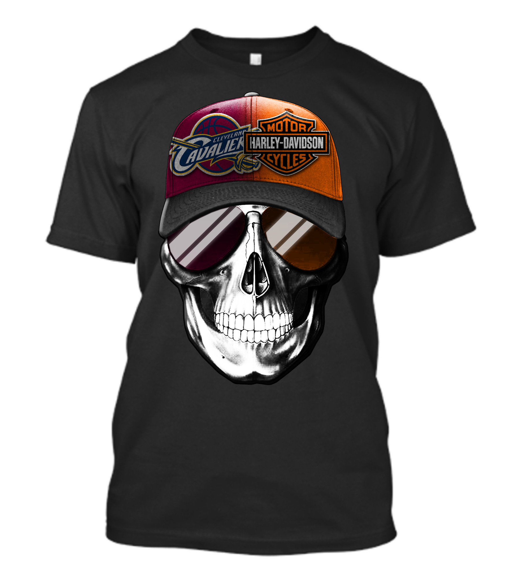 Cleveland Cavaliers Harley Davidson Skull Cap Fusion T-Shirt