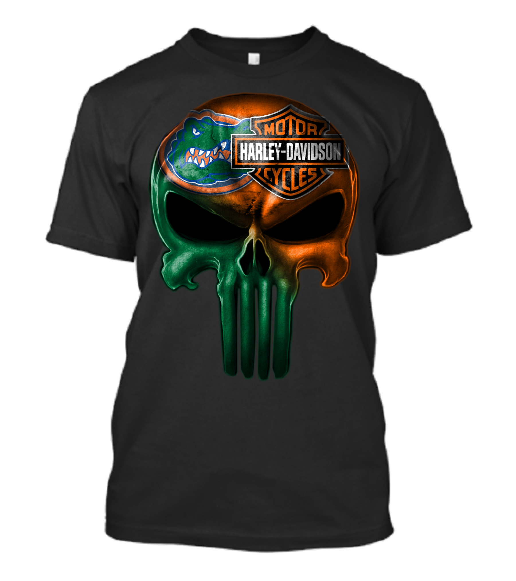 Florida Gators Harley Davidson Punisher Skull T-Shirt