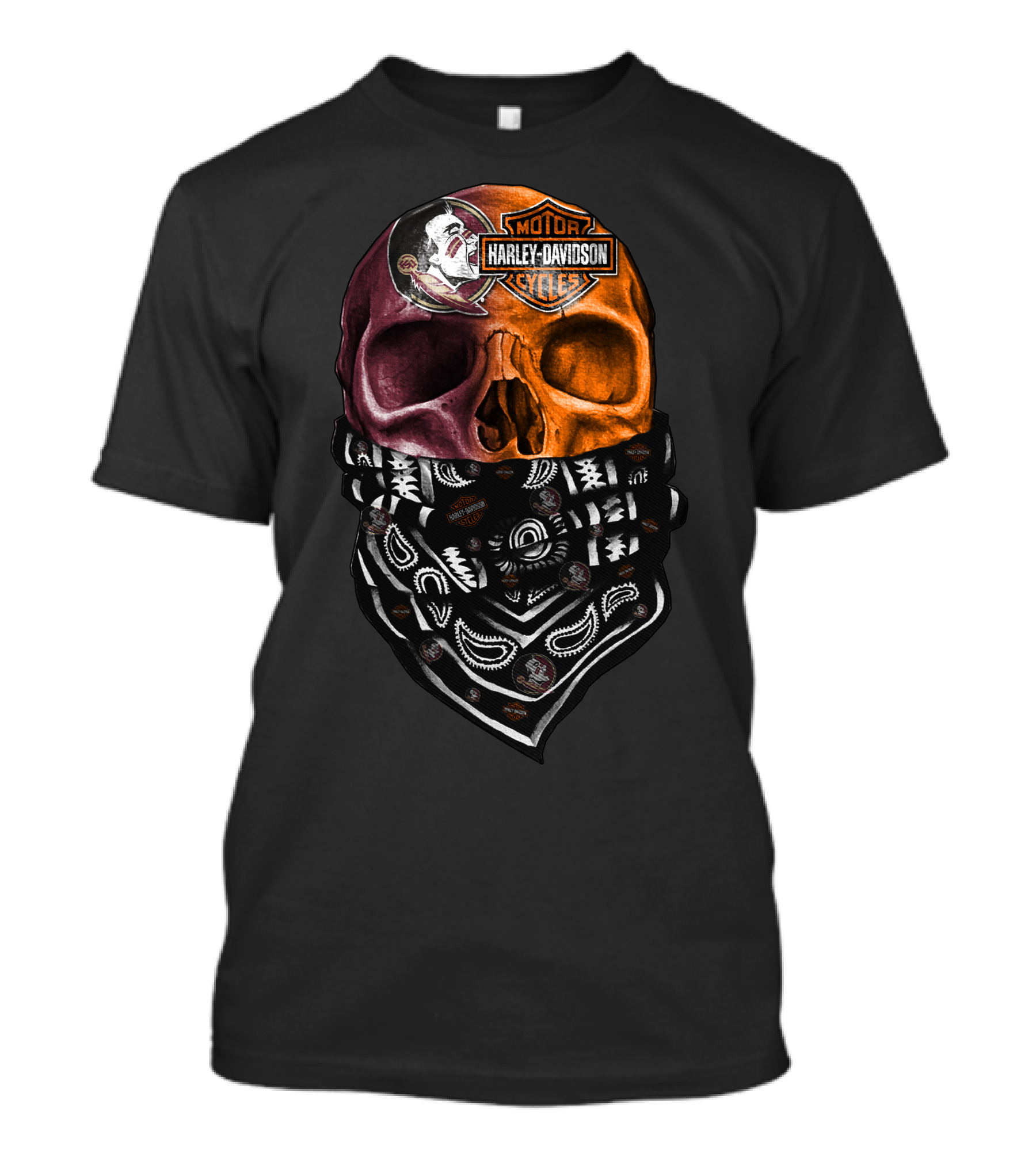 Harley Davidson Florida Seminoles Skull Bandana T-Shirt
