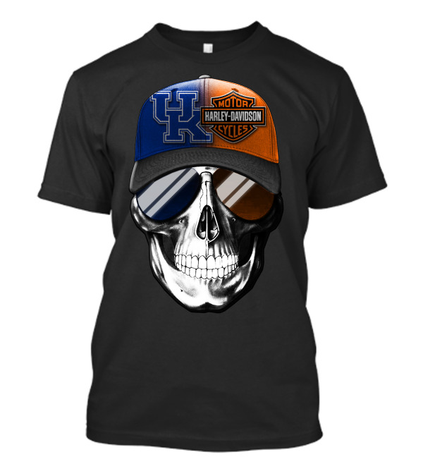 Kentucky Wildcats Harley Davidson Skull Hat T-Shirt
