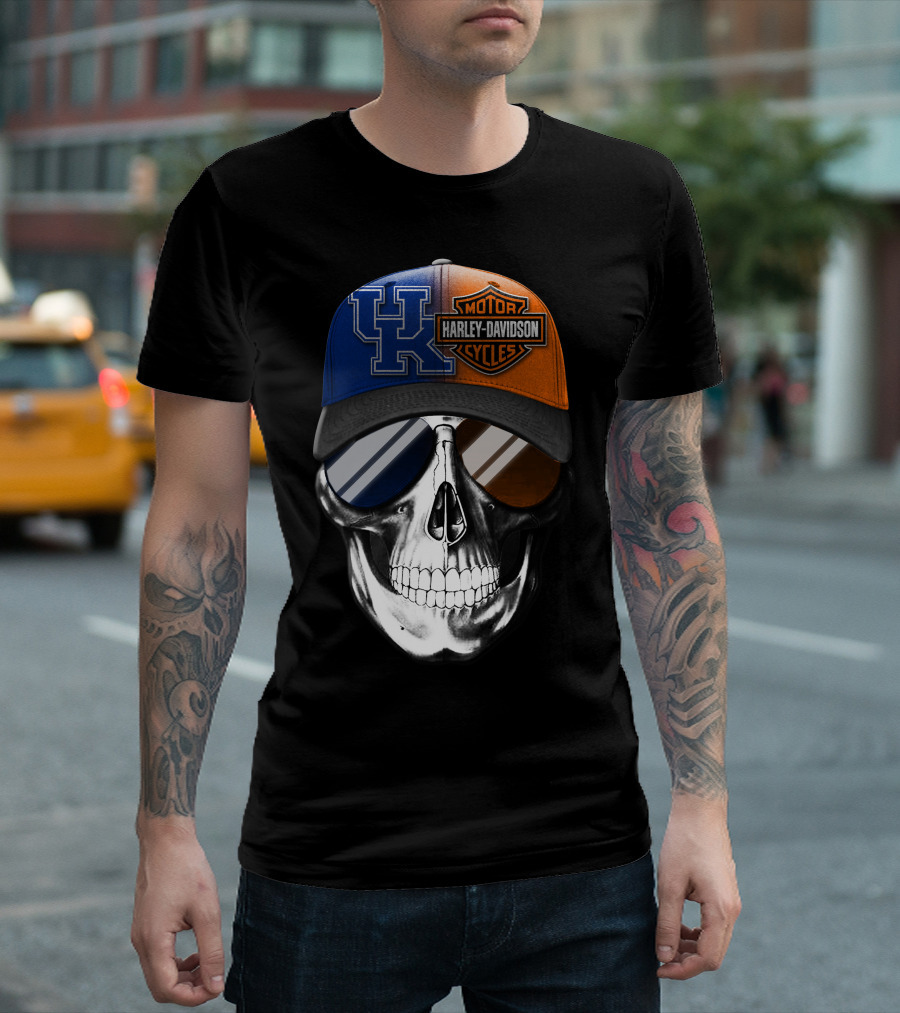 Kentucky Wildcats Harley Davidson Skull Hat T-Shirt