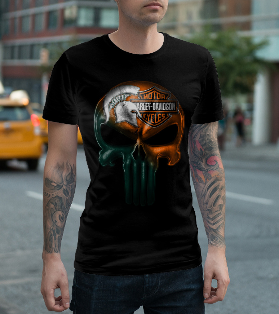 Harley Davidson Motor Cycles Spartan Helmet Skull T-Shirt