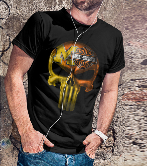 Michigan Wolverines Punisher Harley Davidson Motorcycles T-Shirt