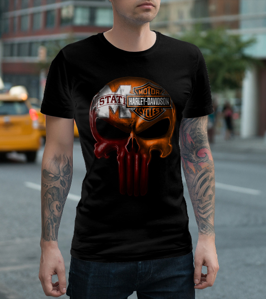 Mississippi State Harley Davidson Punisher T-Shirt