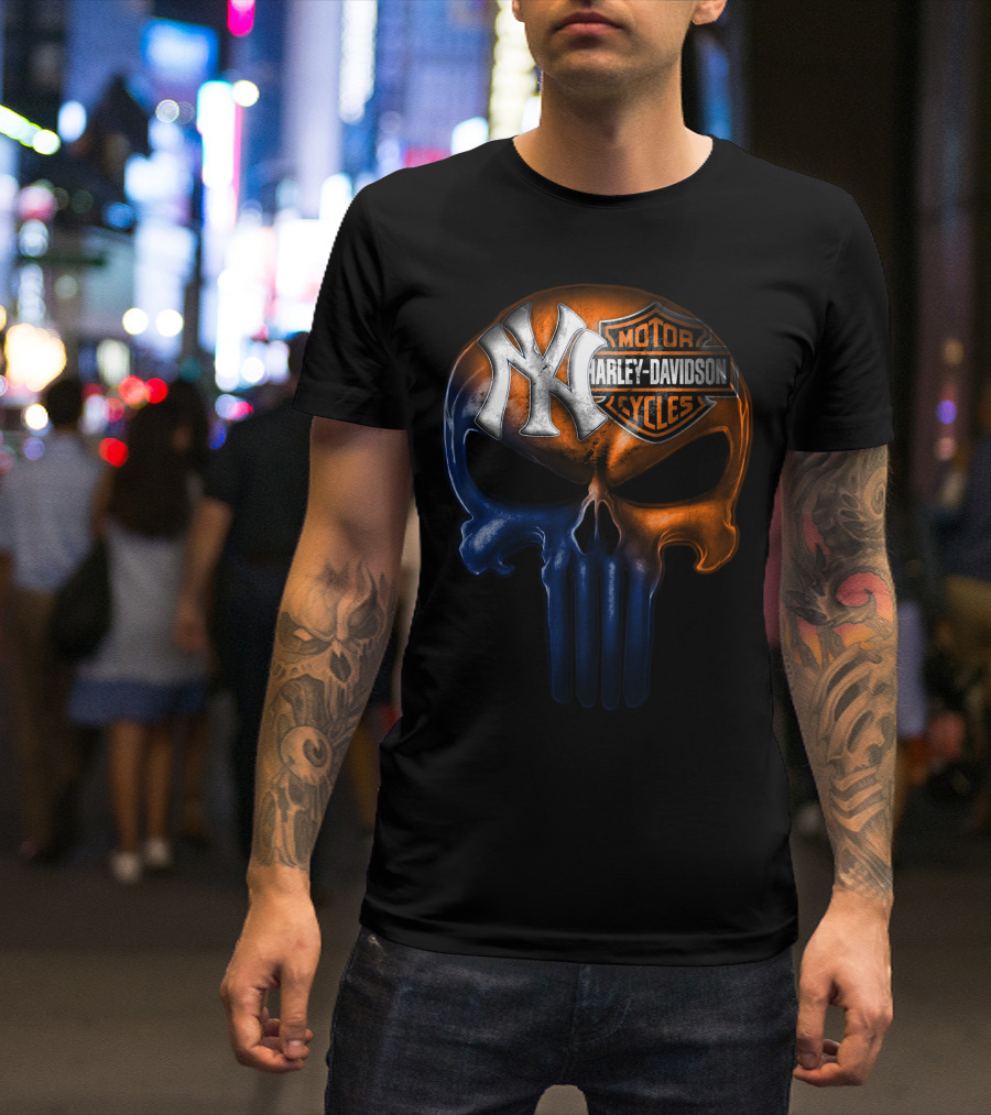 New York Yankees Harley Davidson Skull 30Ahl T-Shirt