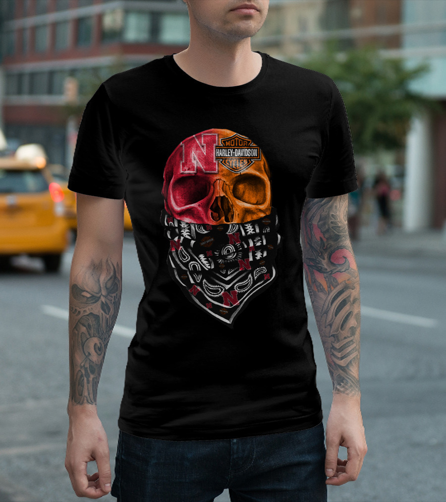 N Harley Davidson Motorcycles Skull Bandana Style T-Shirt