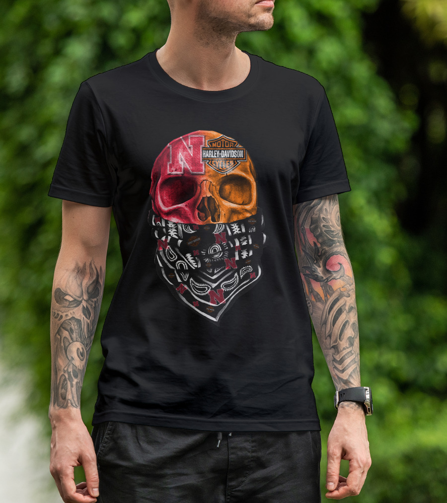 N Harley Davidson Motorcycles Skull Bandana Style T-Shirt