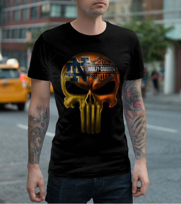 Notre Dame Harley Davidson Punisher Skull T-Shirt