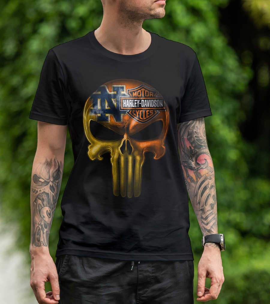 Notre Dame Harley Davidson Punisher Skull T-Shirt