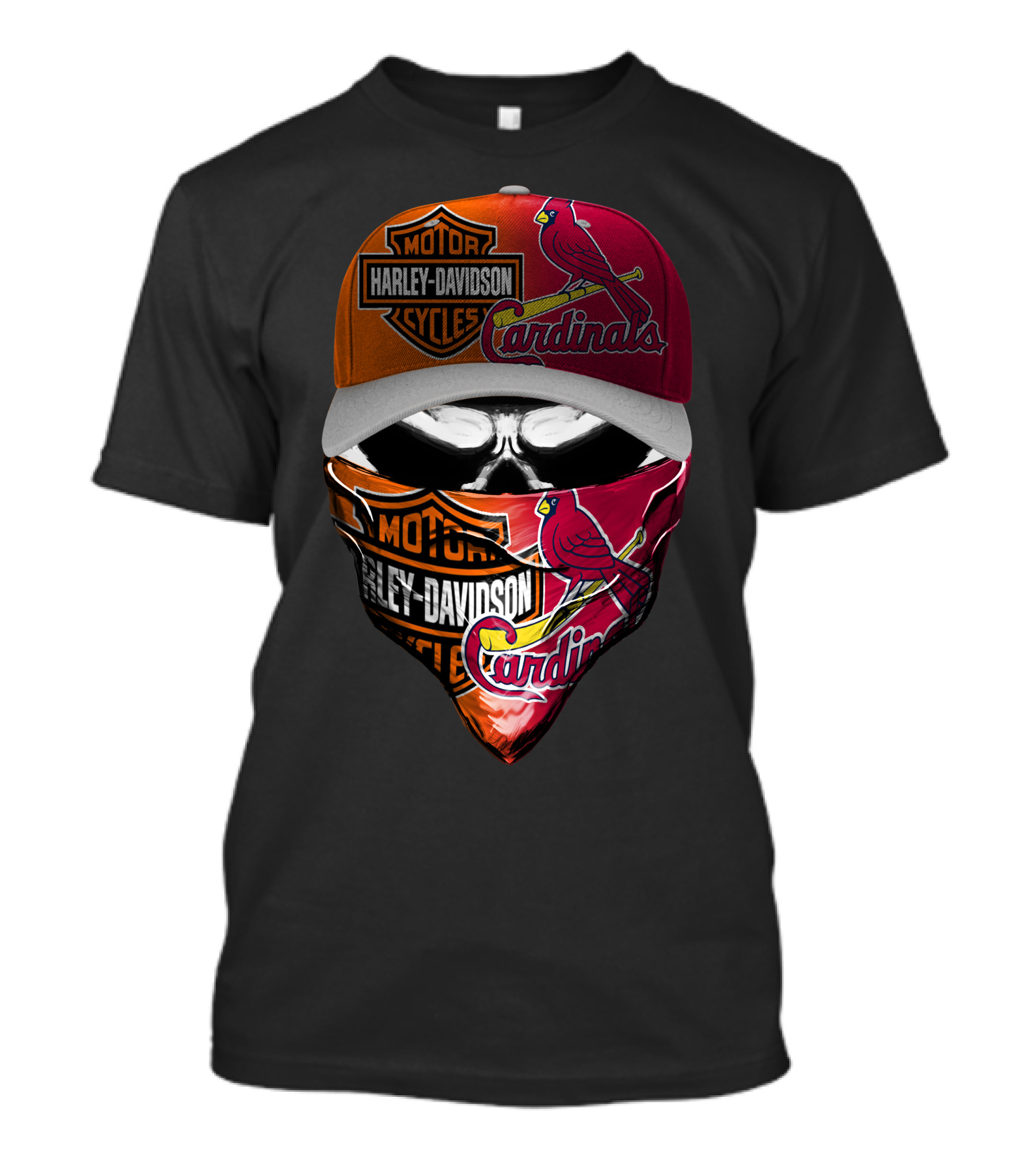 Harley Davidson Motorcycles Cardinals Skull Cap And Bandana Combo T-Shirt