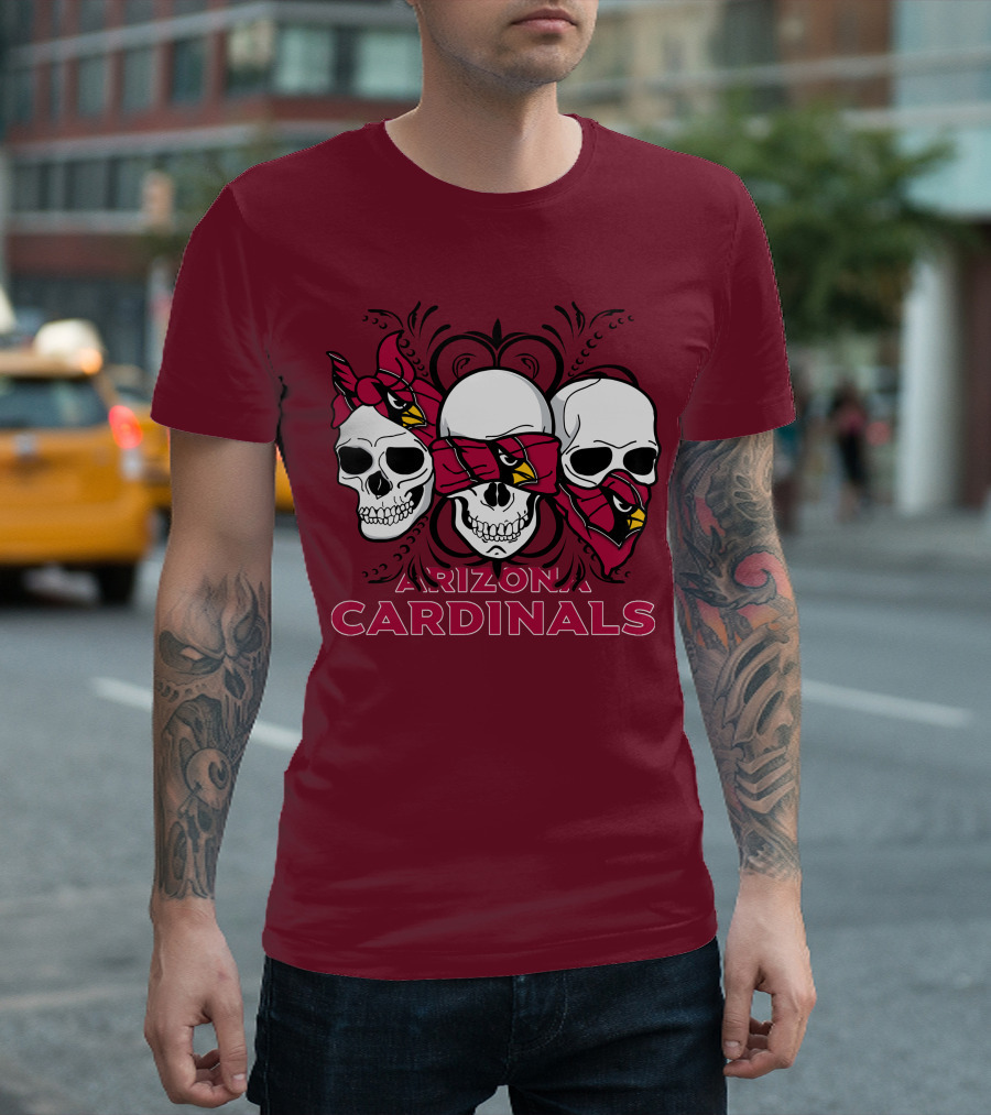 Arizona Cardinals Three Skulls T-Shirt