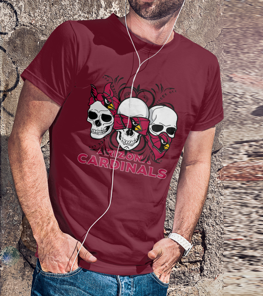 Arizona Cardinals Three Skulls T-Shirt