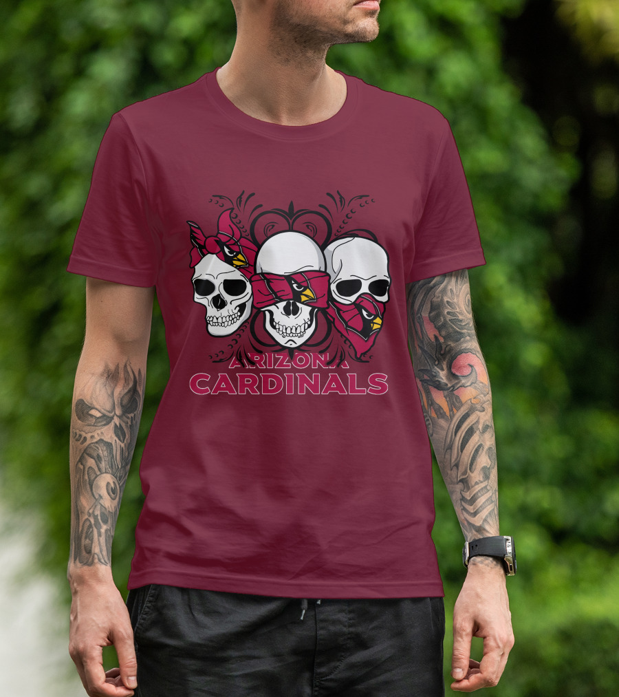 Arizona Cardinals Three Skulls T-Shirt