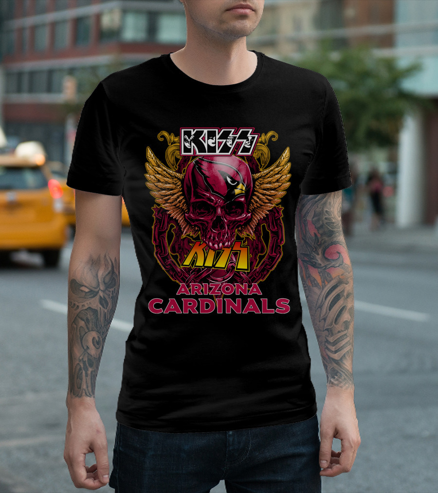 KISS Arizona Cardinals Skull Wings Chain T-Shirt