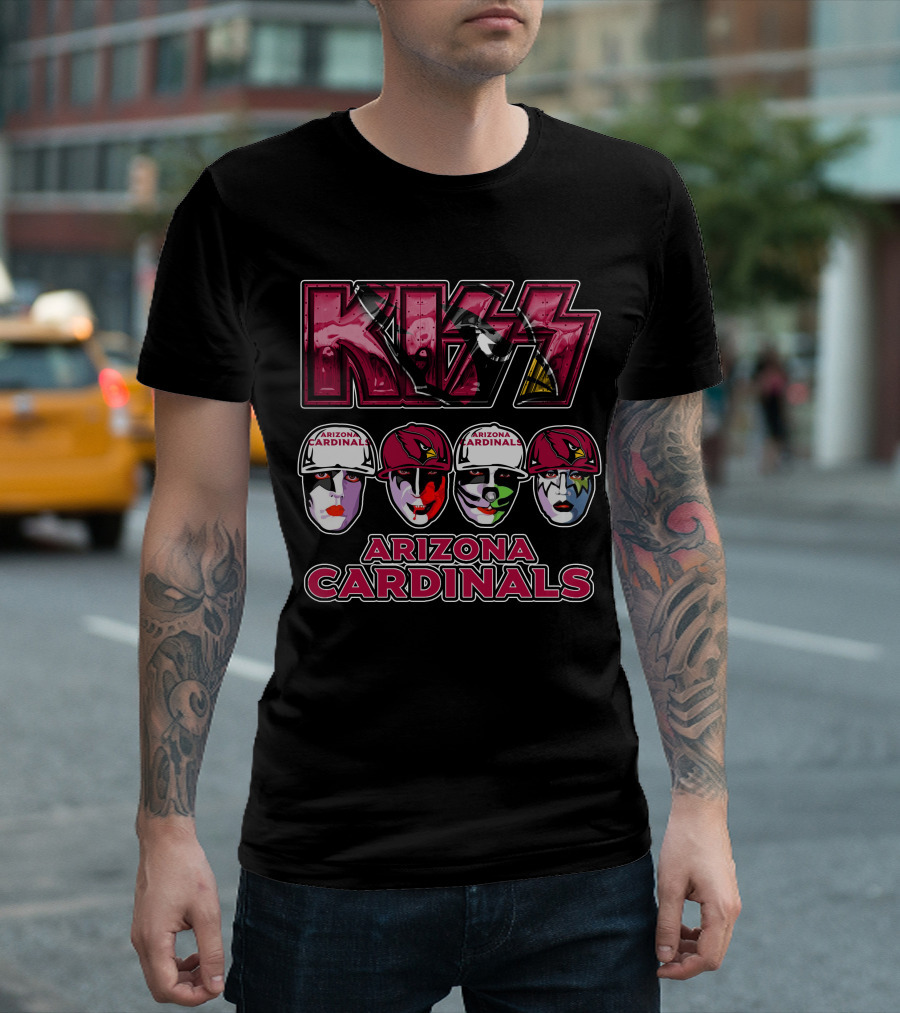 Kiss Arizona Cardinals Rock Band Face Paint Helmet T-Shirt