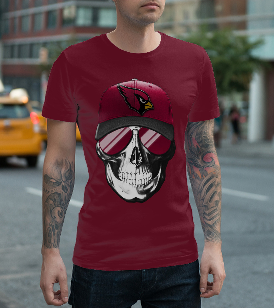 Arizona Cardinals Skull Cap with Sunglasses T-Shirt