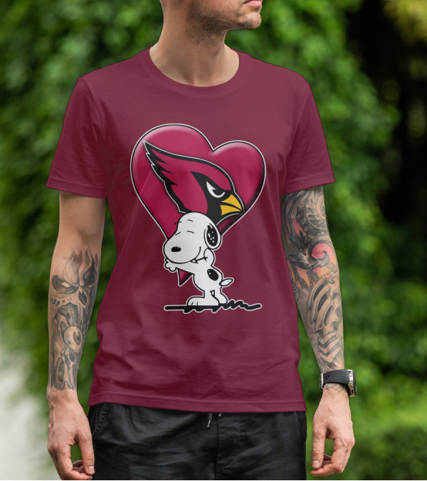 Snoopy Hugging Heart Arizona Cardinals T-Shirt