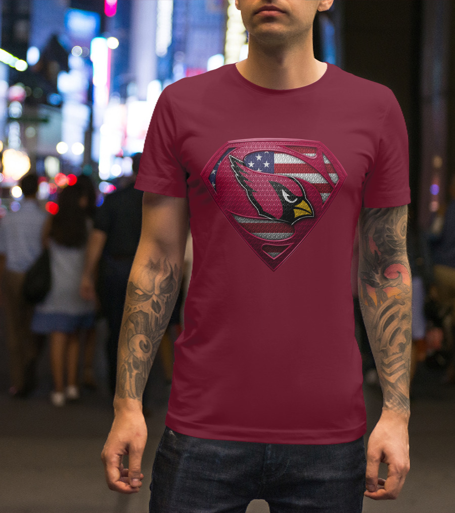 Arizona Cardinals Superman American Flag T-Shirt