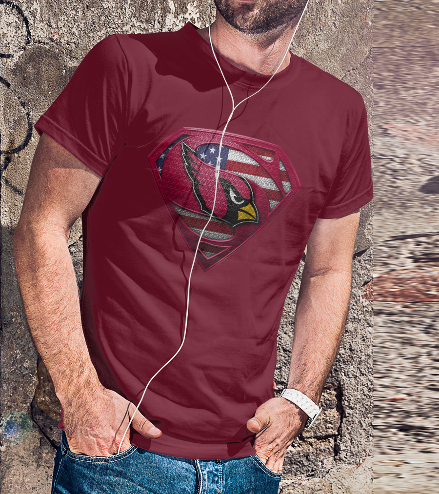 Arizona Cardinals Superman American Flag T-Shirt