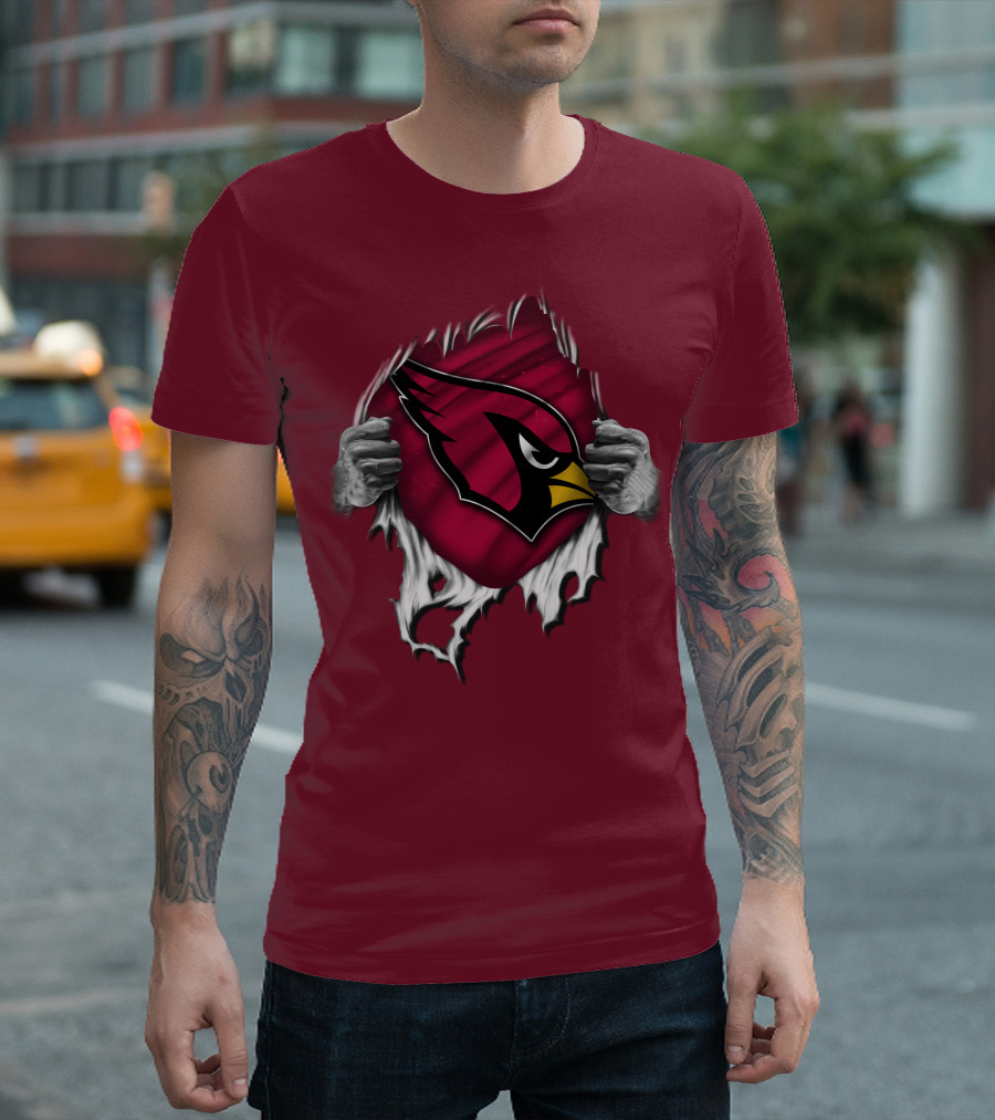 Torn Arizona Cardinals Emblem Revealed By Hands T-Shirt