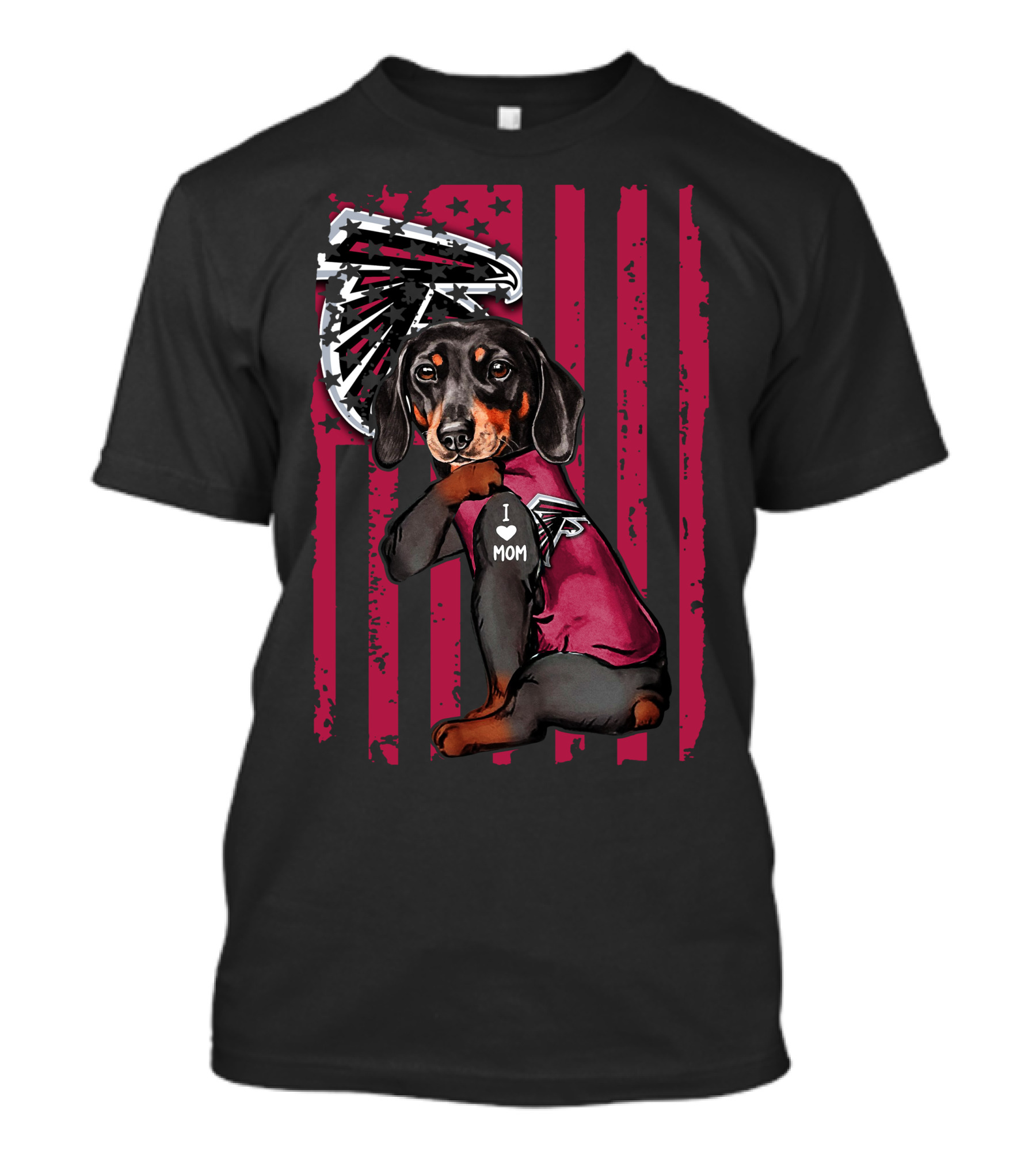 Dachshund I Love Mom Atlanta Falcons Fan Background T-Shirt