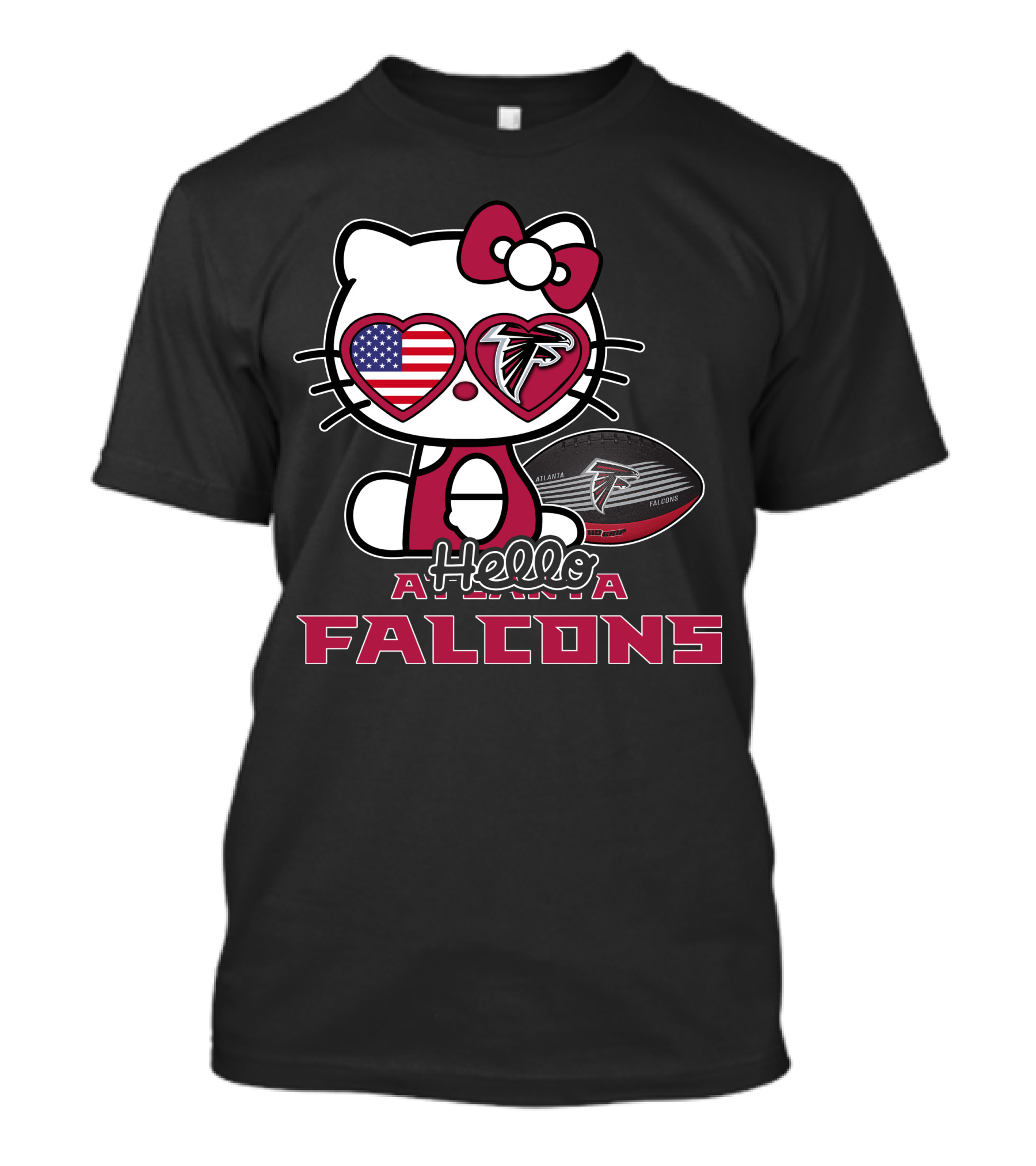 Hello Kitty Atlanta Falcons American Flag Football T-Shirt