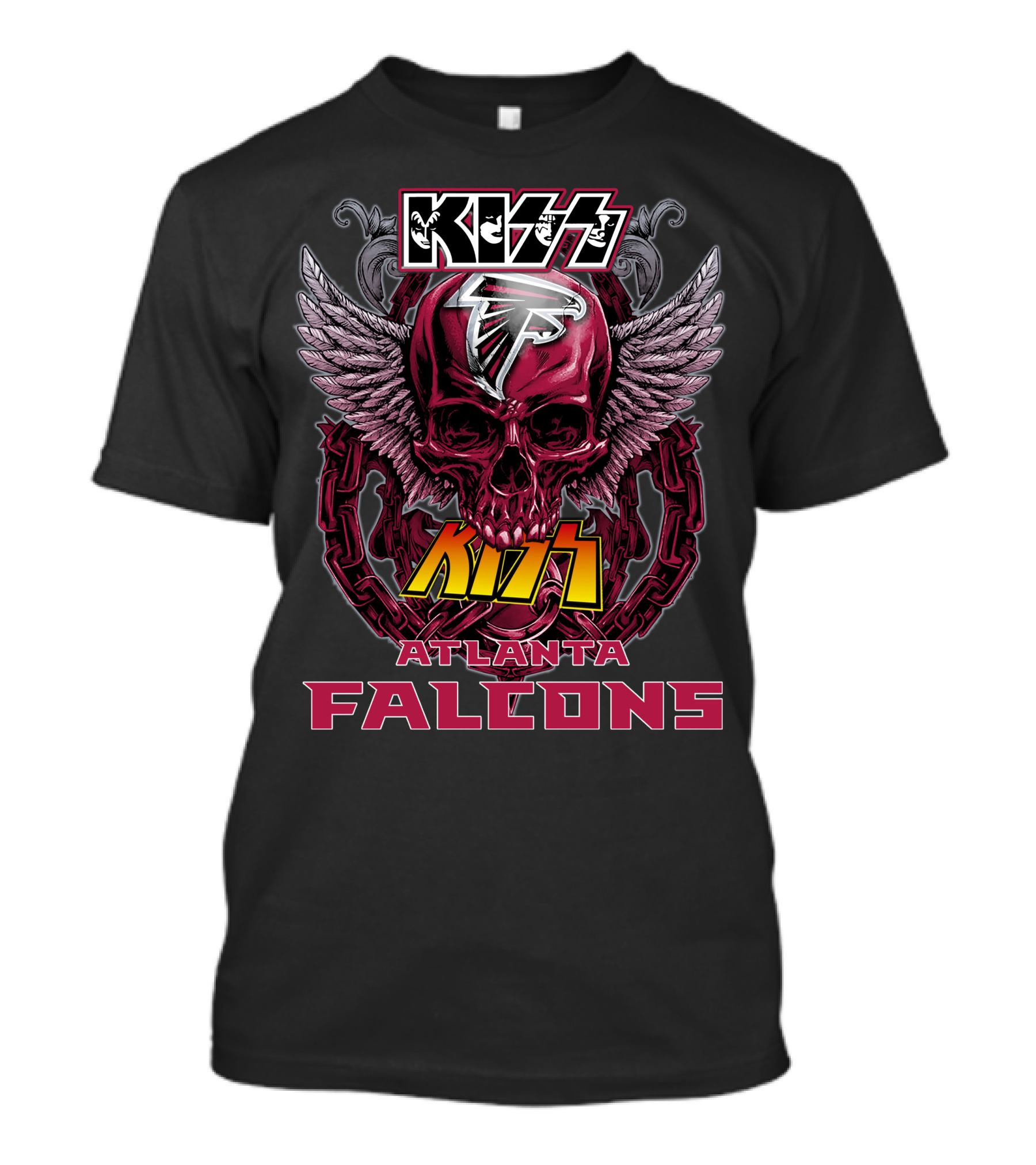 Kiss Atlanta Falcons Skull Wings Chain T-Shirt
