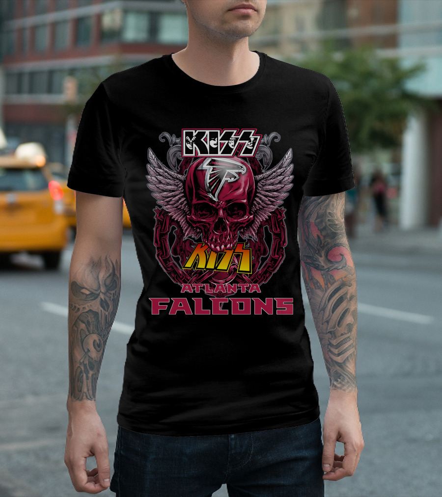 Kiss Atlanta Falcons Skull Wings Chain T-Shirt