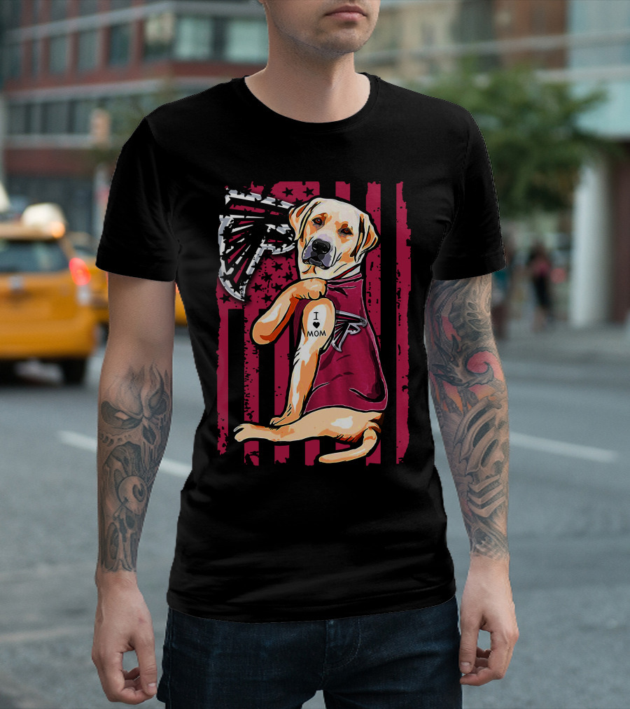 Labrador Retriever I Love Mom Atlanta Falcons Fan Decor T-Shirt