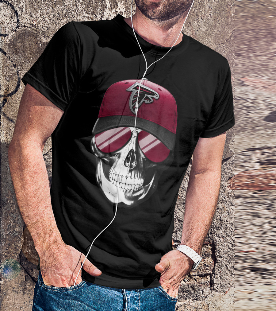 Atlanta Falcons Skull Red Cap T-Shirt