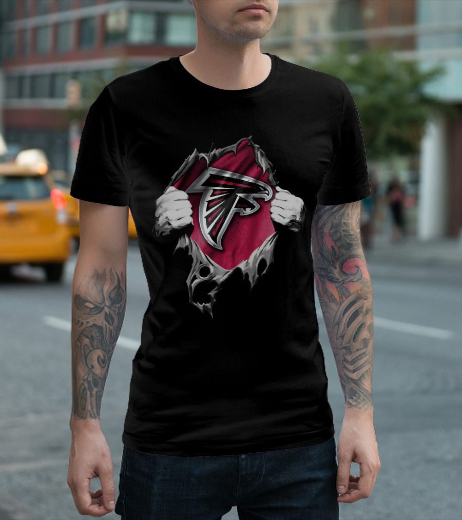 Torn Ripped Atlanta Falcons Emblem NFL T-Shirt