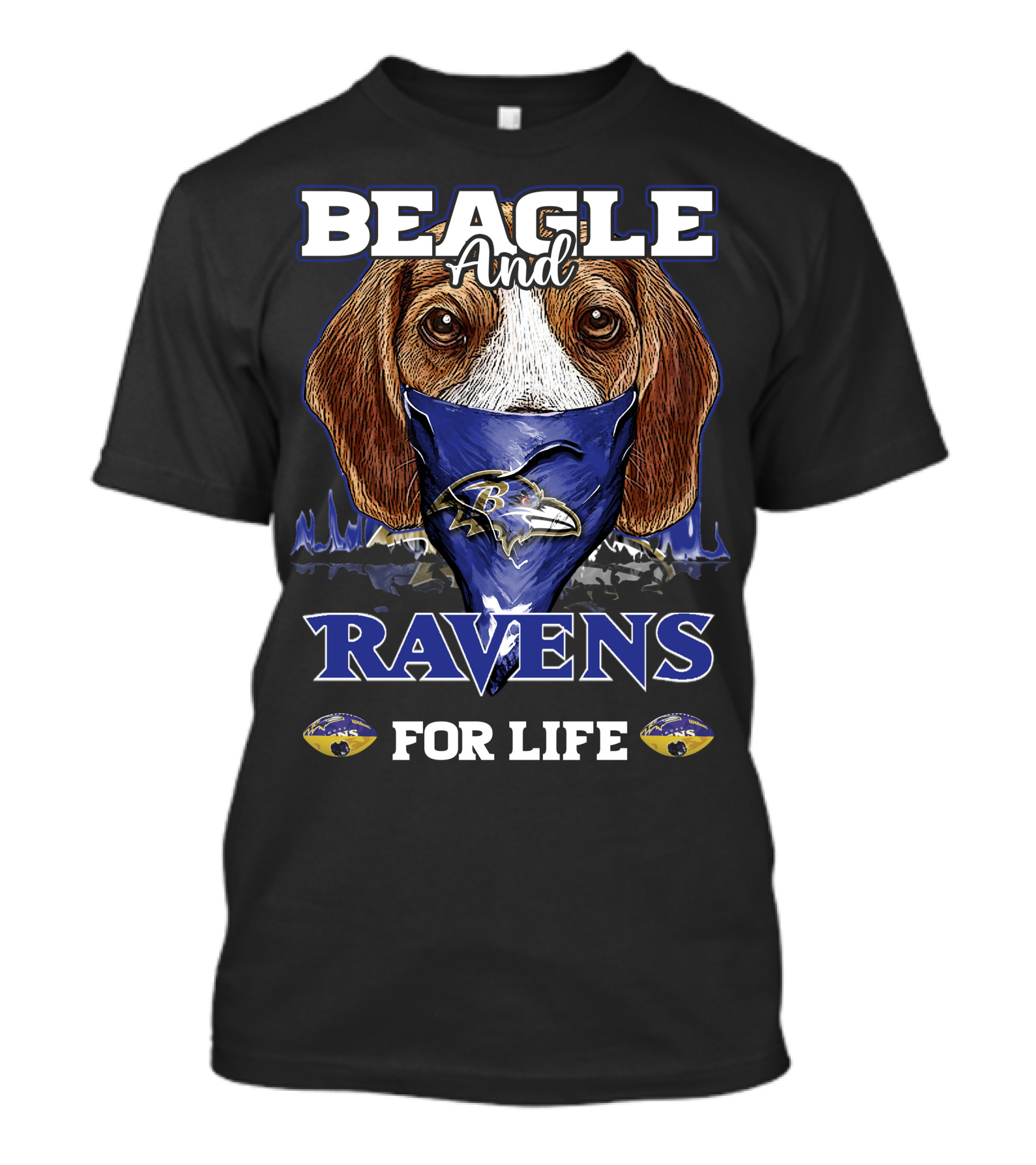 Beagle And Ravens For Life Baltimore Ravens T-Shirt