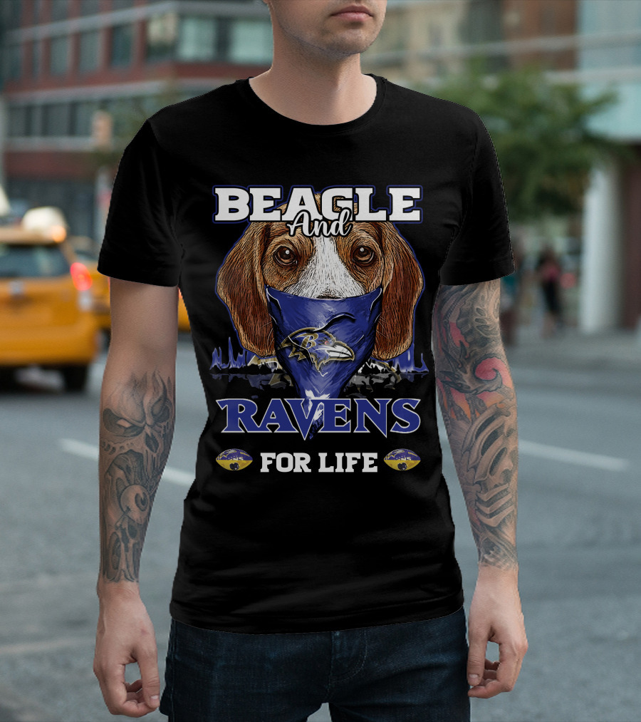 Beagle and Ravens for Life Baltimore Ravens T-Shirt