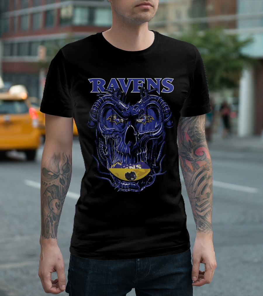 Ravens Dragonskull Baltimore Ravens Football Helmet T-Shirt
