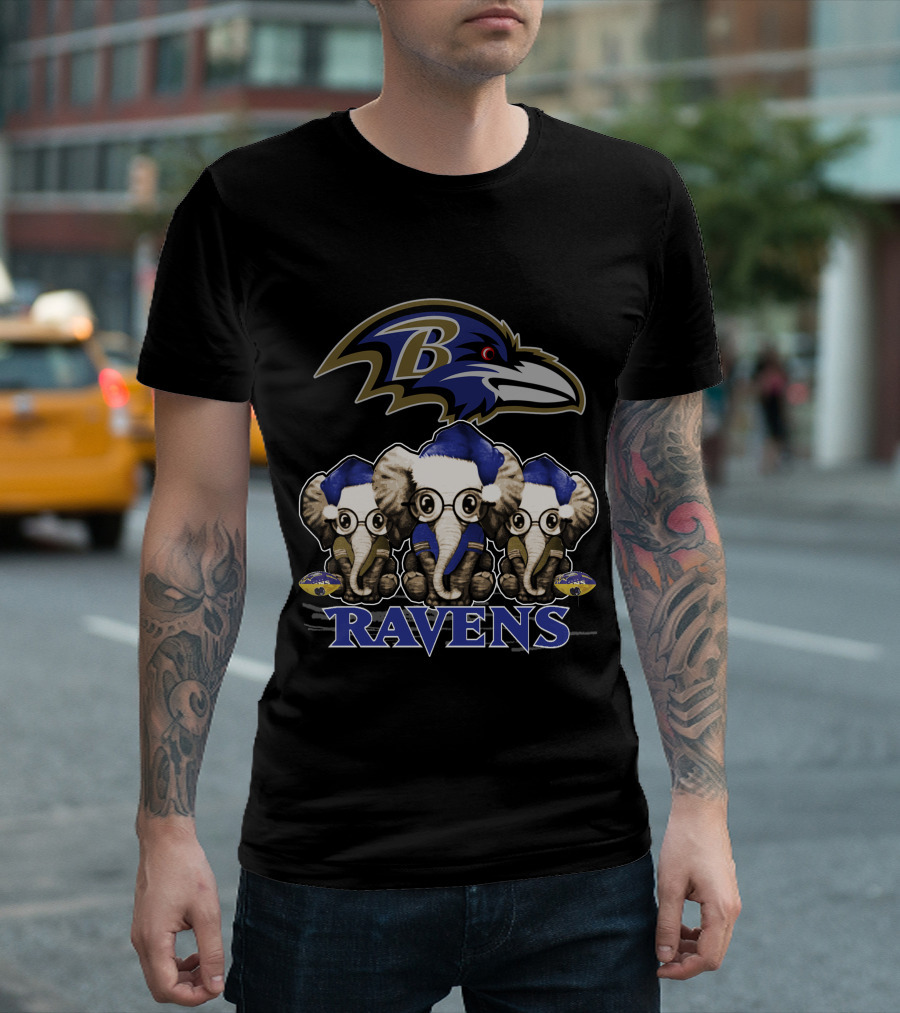 Baltimore Ravens Christmas Elephants T-Shirt
