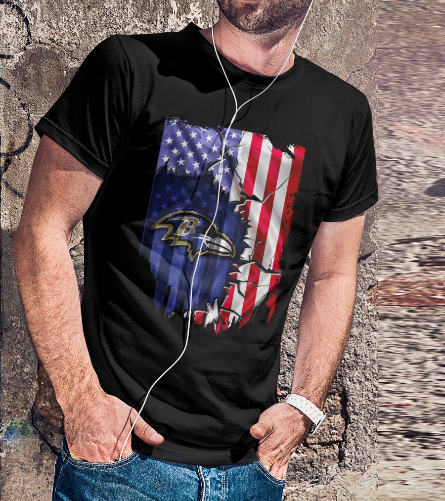 Flag Baltimore Ravens American Flag Stars And Stripes Ravens T-Shirt