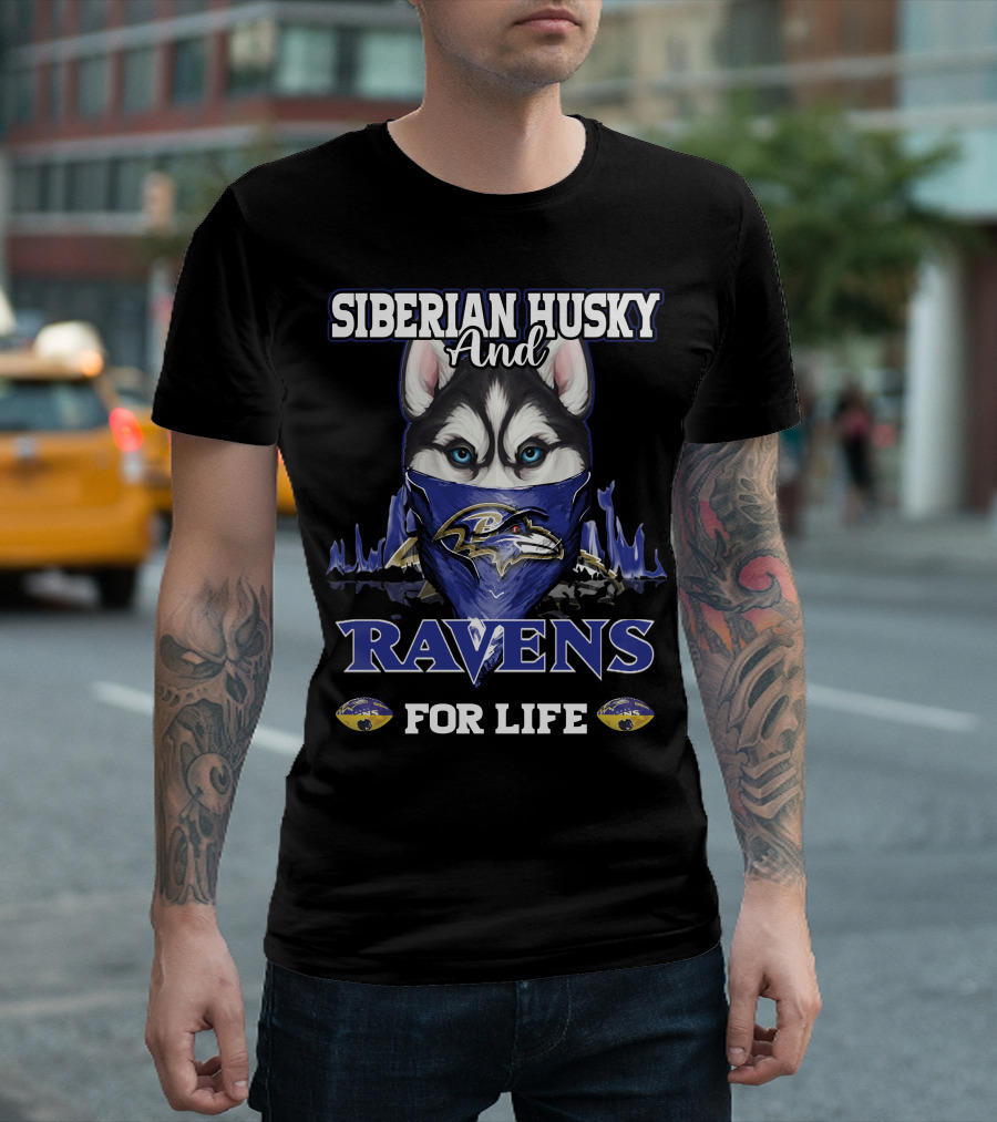 Siberian Husky and Ravens for Life T-Shirt