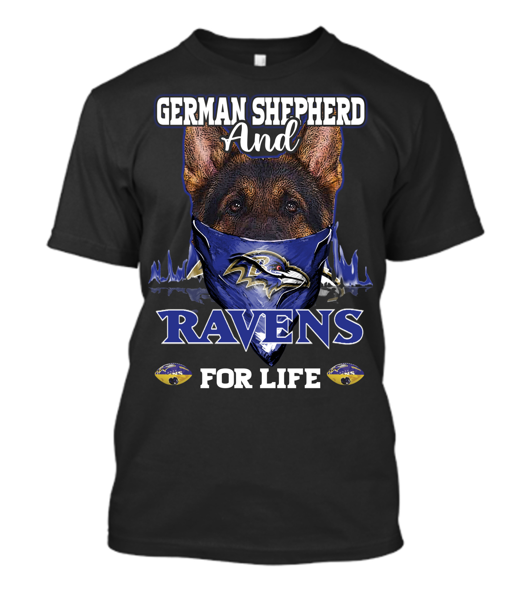 German Shepherd And Ravens For Life T-Shirt