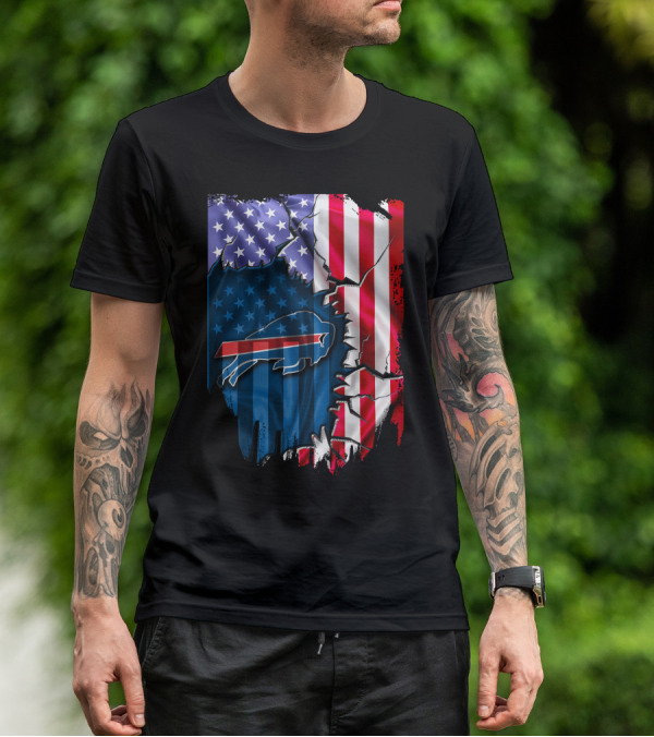Buffalo Bills American Flag Cracked T-Shirt