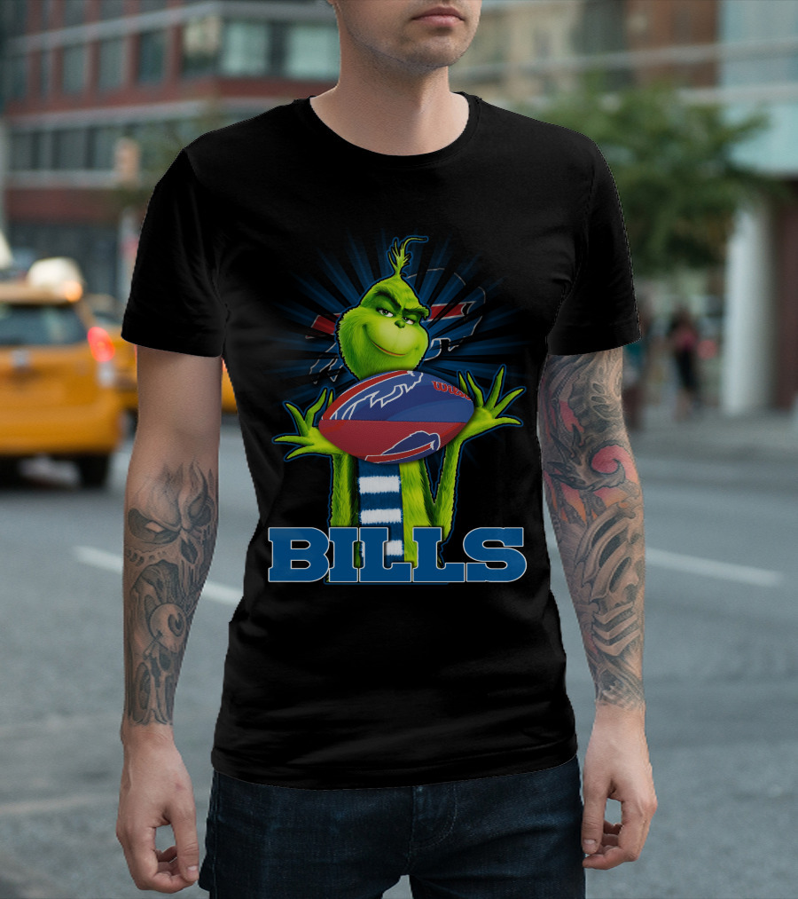 Grinch Holding Buffalo Bills Football T-Shirt