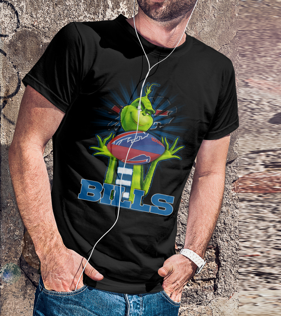 Grinch Holding Buffalo Bills Football T-Shirt