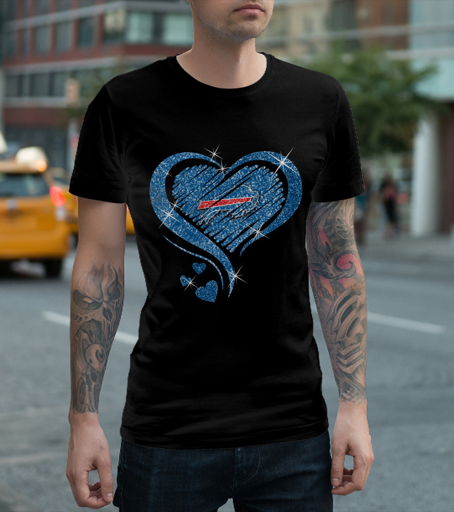 Buffalo Bills Heart Diamond Glitter T-Shirt