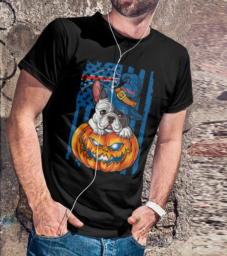 Hlw Bulldog Buffalo Bills Halloween Wizard Pumpkin T-Shirt