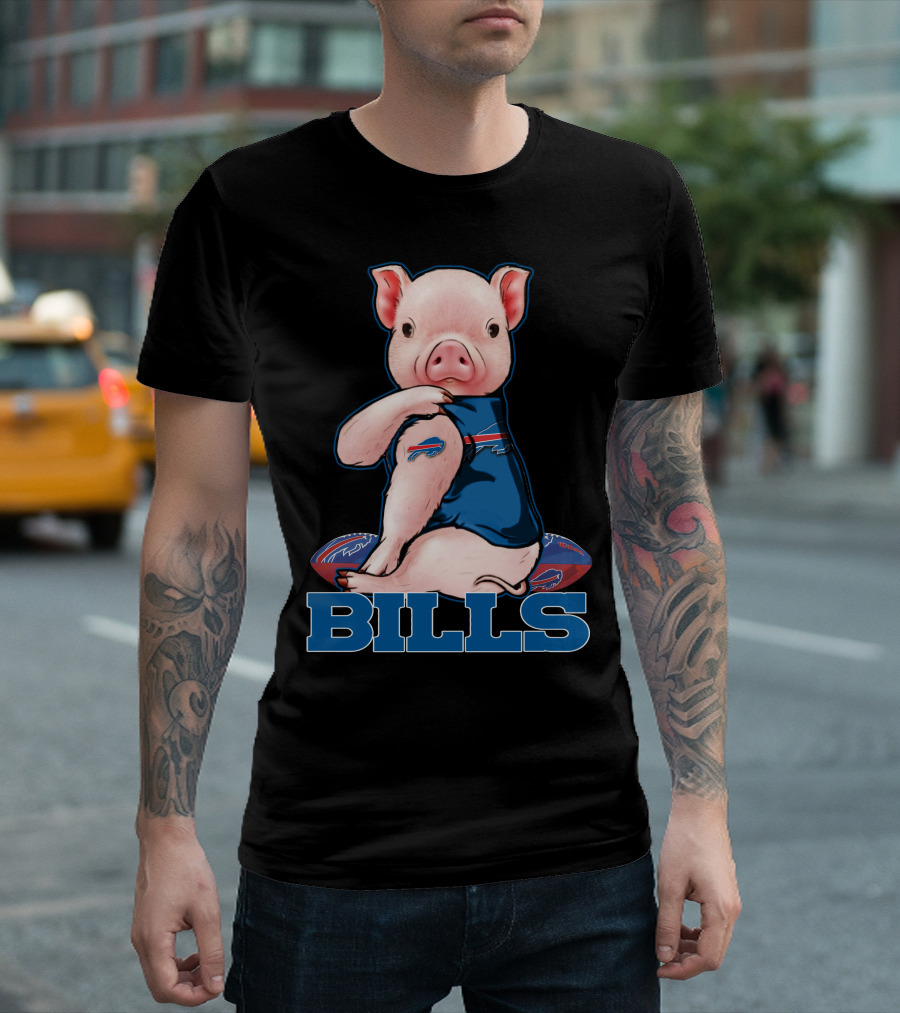 Pig Wearing Buffalo Bills Jersey T-Shirt
