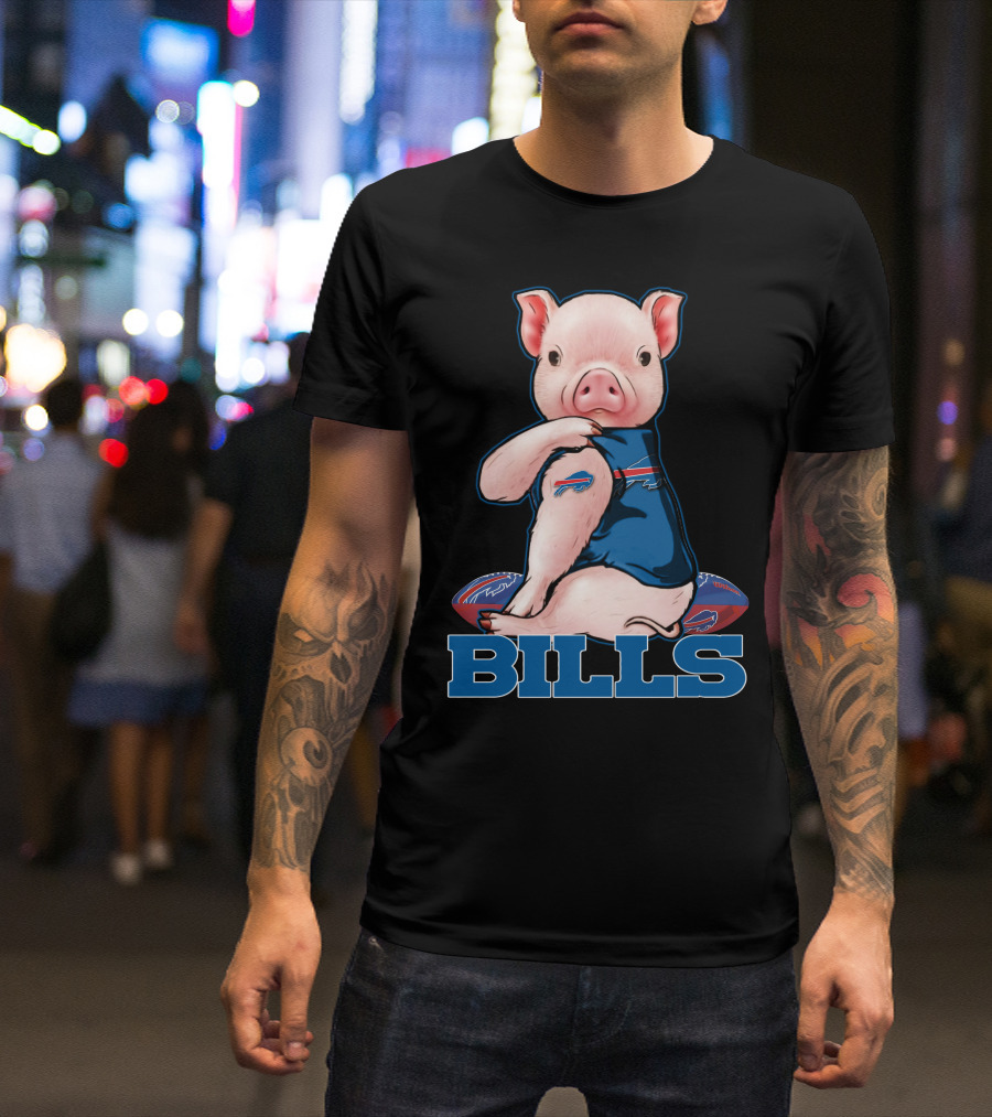 Pig Wearing Buffalo Bills Jersey T-Shirt