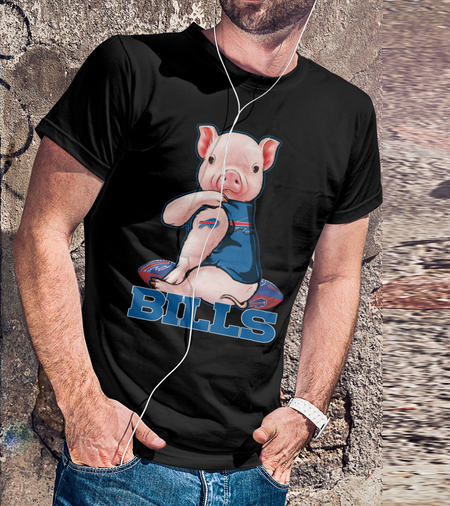 Pig Wearing Buffalo Bills Jersey T-Shirt