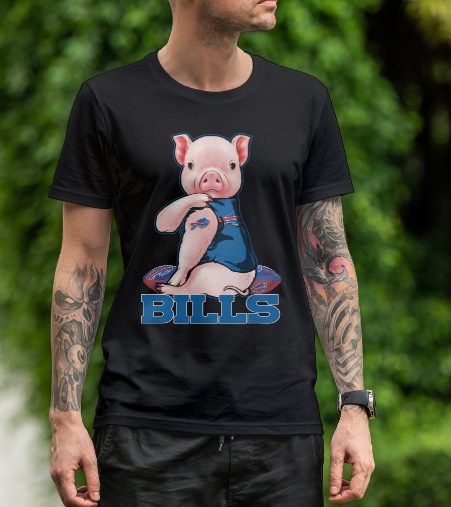 Pig Wearing Buffalo Bills Jersey T-Shirt
