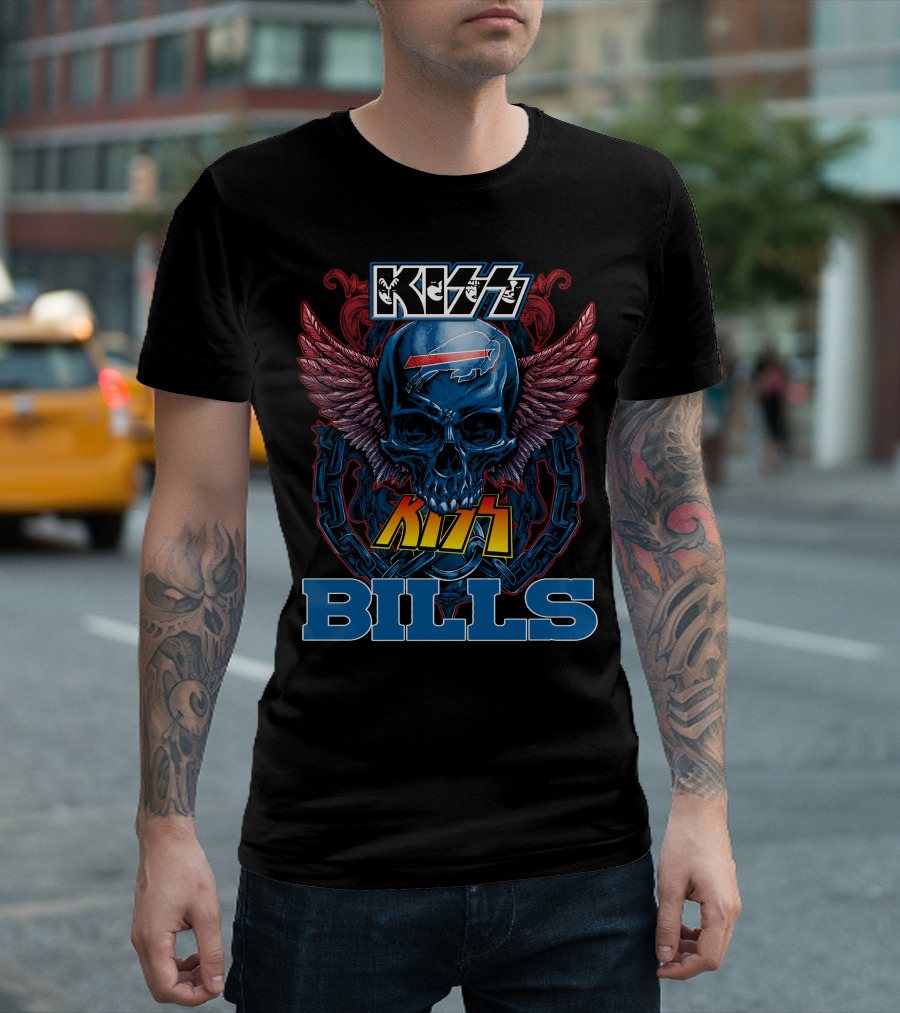 Kiss Buffalo Bills Skull Wings T-Shirt